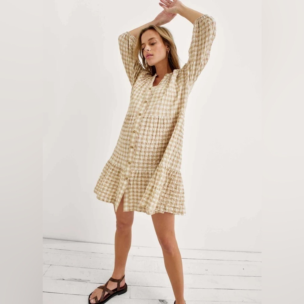 Hatch The Aurora Mini Dress Gingham Print Size 3/Large - Picture 1 of 13